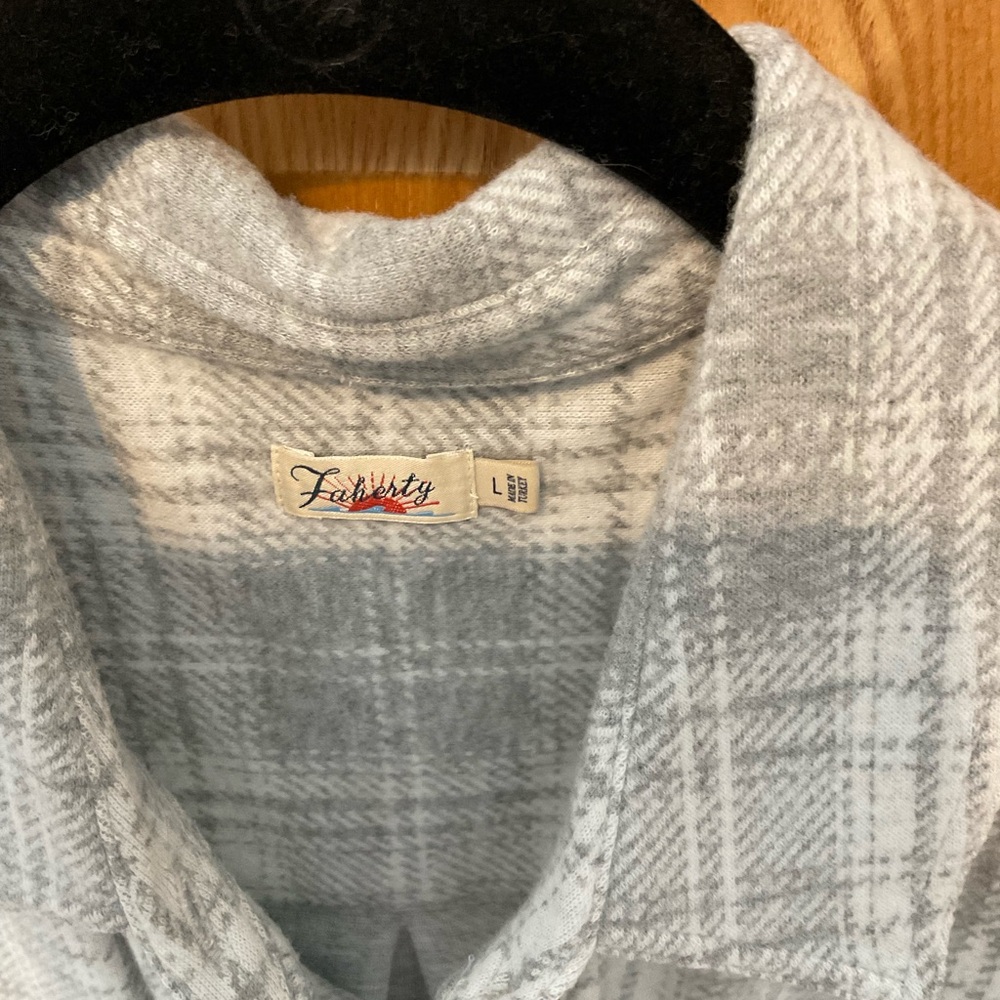 Faherty Light Gray Flannel Plaid Button-Up Shirt